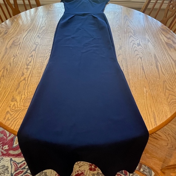NWT Chiara Boni Dagmara Cap Sleeve Sweetheart Neckline Long Dress Navy Size 2 - Picture 14 of 15